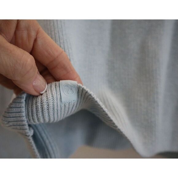 Lululemon Women's Sz 14 Blue Merino Wool-Blend Ribbed Turtleneck Sweater - Picture 7 of 9